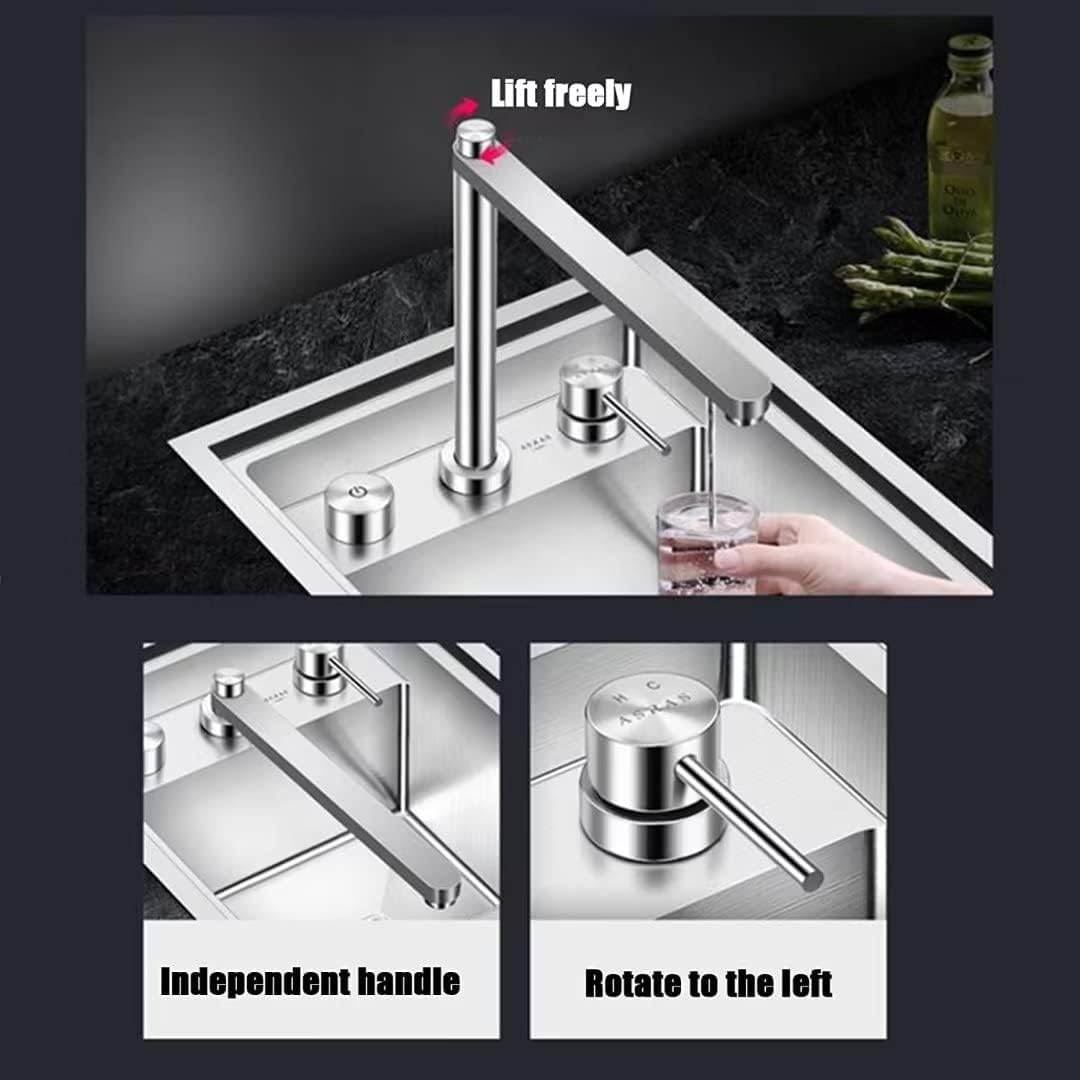 Amazon.co.jp: 流し台 見えない蓋デザインのキッチンシンク、3in1